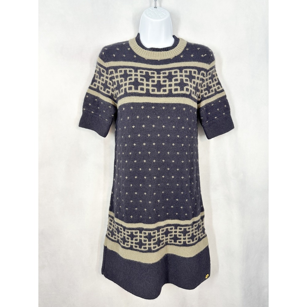 Gentle Fawn Grey Nordic Angora Blend Short Sleeve Mini Sweater Dress Size Small